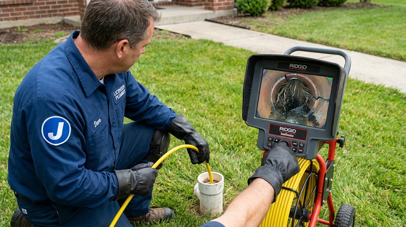 Sewer camera inspection being performed by Johns Plumbing LLC in Fenton
